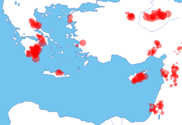 Outline map of city destructions c. 1200BCE